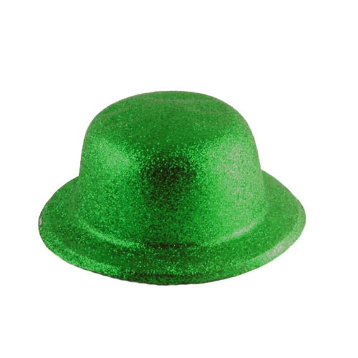 Dark Green Glitter Bowler Hat